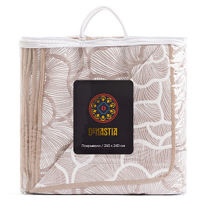 Покрывало 260х240см DE'NASTIA пион2 3слоя бежевое жаккард 55%хлопок 45%полиэстер 000000000001212601