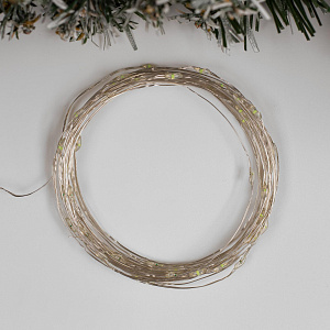 Гирлянда-Нить 5м 50LED LUAZON LIGHTING IP20 2 режима 3хAA РОСА серебристая нить свечение зелёное 000000000001208001