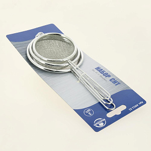 Набор сит 3шт d7см/8см/9см МУЛЬТИДОМ для процеживания компотов отваров трав чая хромированная сталь 000000000001203466