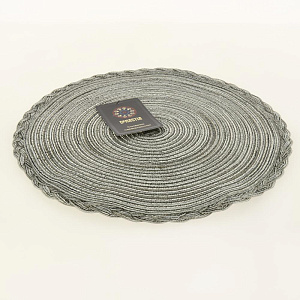 Салфетка сервировочная D38см DE'NASTIA декор коса серый меланж 100% полиэстер 000000000001208009