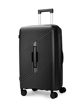 Чемодан на колесах L (48х30х75см) полосы черный PP 000000000001226554