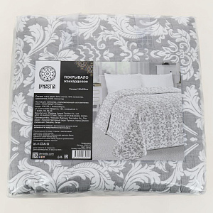 Покрывало DE'NASTIA 185x220см жаккард флора серый U000187 000000000001203215