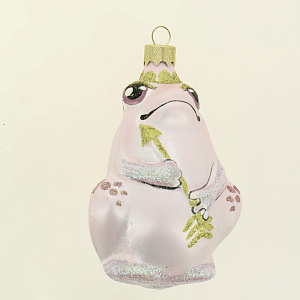 Декоративное украшение Лягушка 12см БИРЮСИНКА розовый стекло 000000000001207667