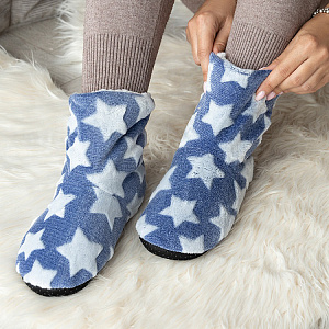 Туфли домашние-тапки р.38-40 LUCKY Угги Звезды синий полиэстер 000000000001187776