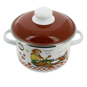 Кастрюля 2л СТАЛЬЭМАЛЬ Хозяюшка глубокая цилиндрическая форма белоснежный эмалированная сталь 000000000001206217