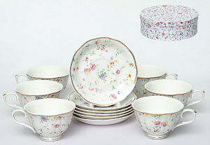 Набор чайный 12шт 6чашек 250мл/6блюдец фарфор Бруни подарочная упаковка Золото Balsford 174-42003 000000000001197934