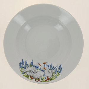 Тарелка фарфор суповая 240 мм супадкий край Гуси,094432 000000000001193482