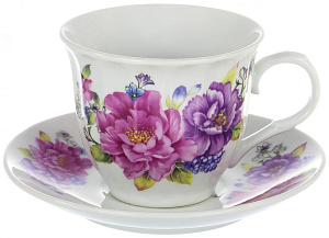 Сервиз чайный 13 предметов (чашки 250мл, чайник 1л) OLAFF фарфор 000000000001163675