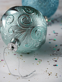Набор украшений декоративных 9шт голубой пластик (шар матовый 6см-2шт, шар с блестками 6см-2шт, шар с рисунком 6см-5шт) 000000000001208296