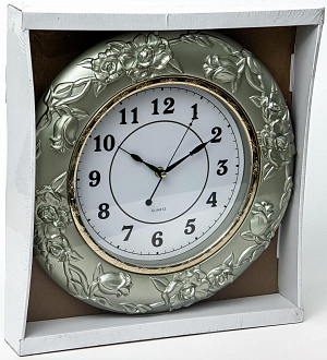 Часы настенные 38,8х38,8х4,8см GUTERWAHI круглые серебро 000000000001213646