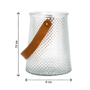 Ваза с ручкой 16см прозрачная стекло 000000000001225397