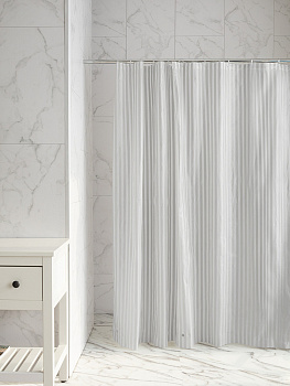 Шторка для ванной 180x200см DE'NASTIA mat stripe серый ПЕВА 000000000001226765