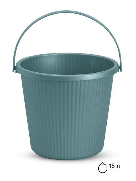 Ведро-стул 15л FORA с крышкой вельвет мятный полиэтилен 000000000001227350