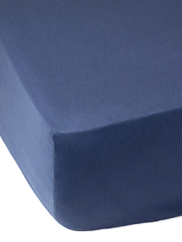 Проcтыня натяжная 200x200+25см DE'NASTIA синий 100%хб сатин C010883 000000000001204409