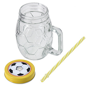 Кружка-банка 400мл Футбол прозрачная M020137/R030481 стекло 000000000001175931