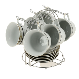 Набор чайный фарфор 12шт (6 чашек 220мл + 6 блюдец) металлический стенд подарочная упаковка Аврора Дана Guterwahl 113-19011 000000000001200581