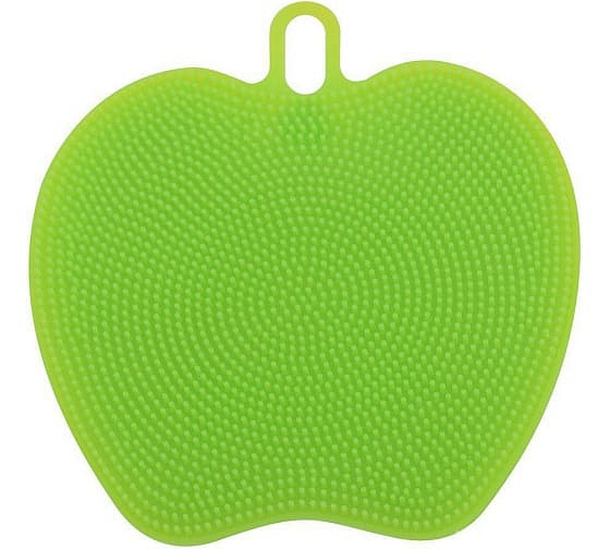 Щетка силиконовая 11x11см МУЛЬТИДОМ Вкусное яблоко для мытья посуды овощей и фруктов. Силикон 000000000001209472