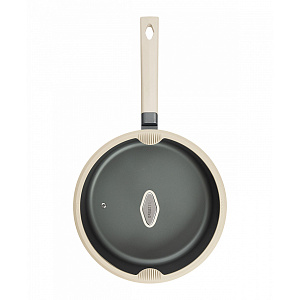 Сковорода с крышкой 28см DE'NASTIA глубокая силикон бежевый алюминий 000000000001223615