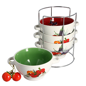 Набор бульонниц Wellberg, 700мл, керамика, 5 предметов 000000000001154841