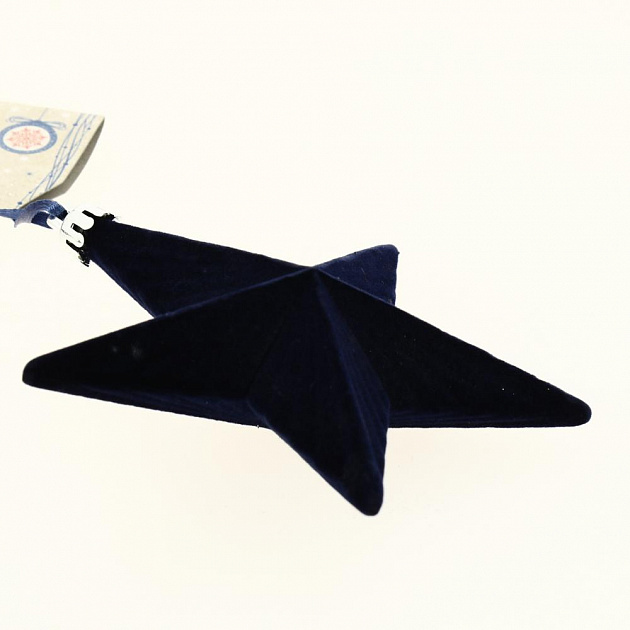 Новогоднее подвесное украшение Звёзды синий бархат из полистирола 2шт 12x11x3,5см 81884 000000000001201823