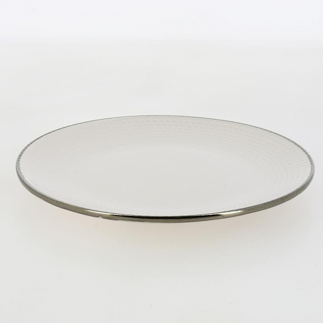 Тарелка десертная 19,7см LUCKY Точки металлическая кайма бежевый керамика 000000000001211236