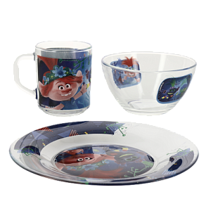 Набор детской посуды 3 предмета ND PLAY Техно Тролли 2 стекло 000000000001197735