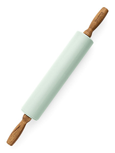Скалка 42,5x24,5x5см DE'NASTIA деревянная ручка мятный силикон 000000000001213972