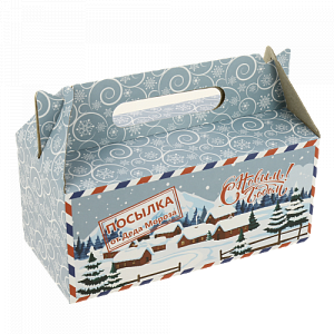 Коробка подарочная 200х100х90мм РутаУпак сундук Новогодняя почта прямоугольник матовая ламинация бурый/белый 000000000001208668
