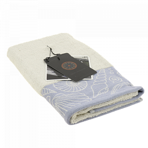 Полотенце 50х90см DE'NASTIA РАКУШКИ (новые) молочный/лаванда хлопок 000000000001208565