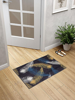 Коврик придверный 50х80см коричневый/золотистый Перья маленькие M111199 000000000001200459