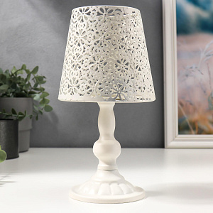 Подсвечник лампа 22см белый ажур металл 000000000001219467