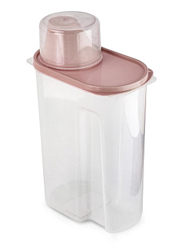 Контейнер 2,5л для сыпучих продуктов/для кормов с дозатором розовый полипропилен 000000000001227841