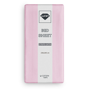 Простыня 230х240см LUCKY коралловый страйп-сатин хлопок 100% 000000000001218142
