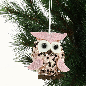 Декоративное украшение Цветная сова 10см DARLENS с пайетками ассорти 000000000001209906