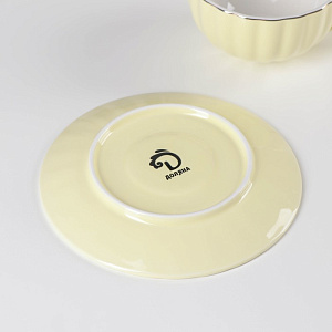 Чайная пара 200мл 15см ДОЛЯНА Вивьен желтая фарфор 000000000001210606