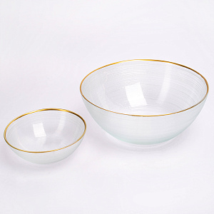 Салатник 21см GLASSCOM золотая кайма прозрачный стекло 000000000001213160