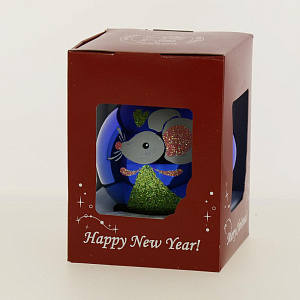 Декоративное украшение 8см Шар 4 БИРЮСИНКА Мышонок стекло 000000000001191678