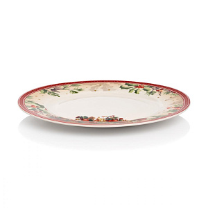 Тарелка десертная 19,5см DE'NASTIA Новый год белый/красный фарфор 000000000001220564
