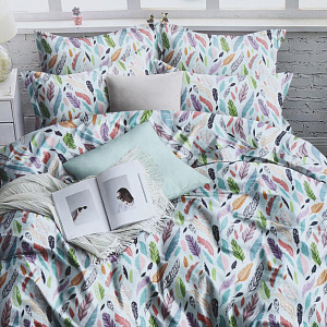 Комплект постельного белья 1,5-спальный ЛЮБОВЬ И ЖИЗНЬ Перья простынь150х215см пододеяльник145х215см наволочки70х70см-2шт белый бязь хлопок 000000000001204728