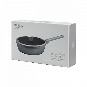Сковорода с крышкой 28см DE'NASTIA глубокая силикон серый алюминий 000000000001223616