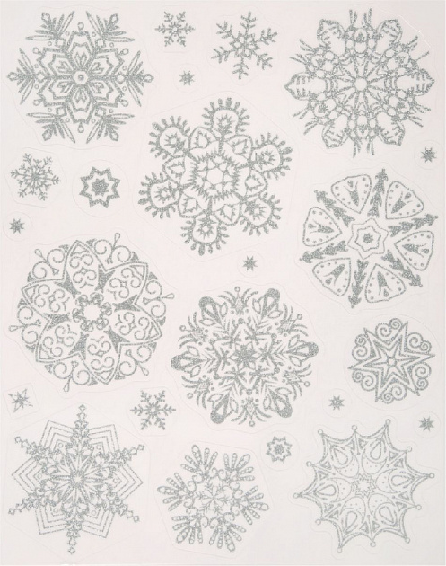 Новогоднее украшение на окно Снежинки серебряные 4 Magic Time, 30*38 см, ПВХ 000000000001150305