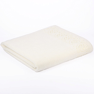 Полотенце махровое 100х150см Dina Me итальянский бордюр молочное 100% хлопок 000000000001212835