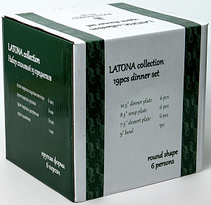 Набор столовой посуды 19 предметов BALSFORD Латона Персия (десертная 19см-6шт/суповая 21см-6шт/обеденная 27см-6шт/салатник 1,4л) фарфор 000000000001204618