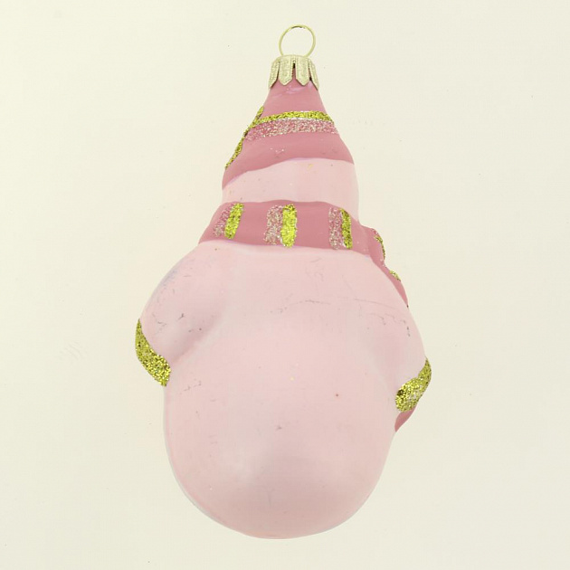 Декоративное украшение на елку Снеговик 12см БИРЮСИНКА розовый стекло 000000000001207659