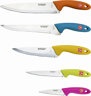 Набор ножей 6 предметов VITESSE + подставка нержавеющая сталь VS-8128 Набор ножей 6 предметов VITESSE + подставка нержавеющая сталь VS-8128 000000000001189615