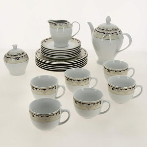 Н-р п 21пр,6чаш220+6блюд+сах-ца+мол-к+6тарелок200мм,синий в золоте106-03002 000000000001180700