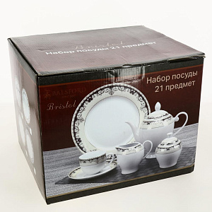 Н-р п 21пр,6чаш220+6блюд+сах-ца+мол-к+6тарелок200мм,синий в золоте106-03002 000000000001180700