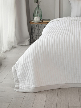 Покрывало 150x205см DE'NASTIA Structure строчка белый полиэстер 000000000001228402