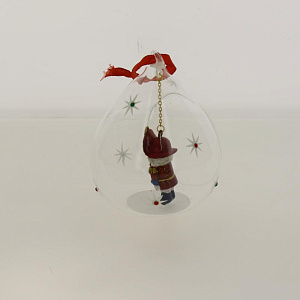 Новогоднее подвесное украшение Щелкунчик из стекла и полирезины / 8x7x11 см арт.78365 000000000001191402