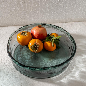 Ваза декоративная 3,6л 30x30x8см DE'NASTIA Египет круг светло-серый стекло 000000000001220904